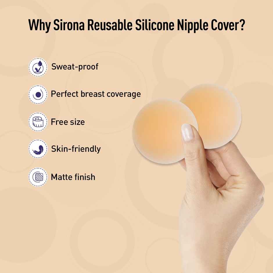 Sirona Reusable and Invisible Silicon Nipple Covers for Women | Adhesive Silicone Breast Pads
