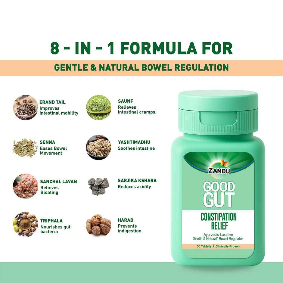Zandu Good Gut Constipation Relief | Clinically Proven Results | Natural Bowel Regulator