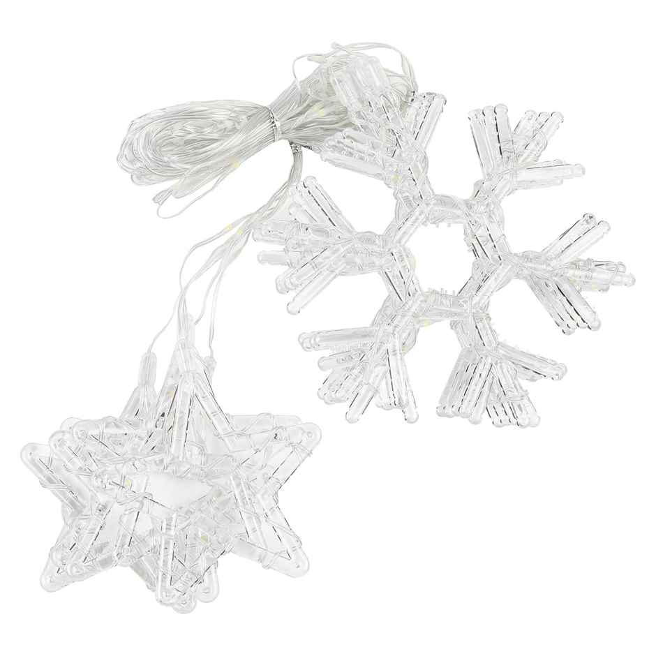 Lexton Decorative Curtain SMD LED Light | 5 Star & 5 Snowflake|8 Flickering Mode Pack-1 WarmWhite