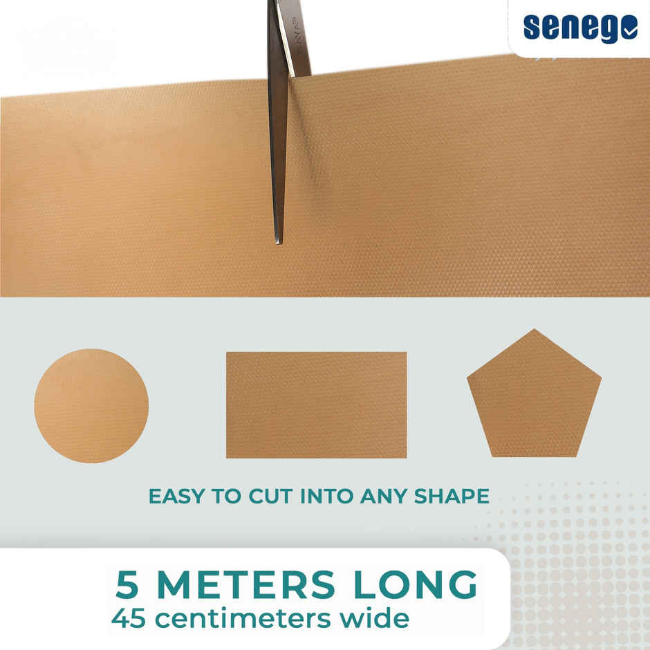 Senego Anti Slip Mat 5m, Shelf Liner Mat for Kitchen/Cupboard/Drawers/Bathroom (45 cm x 5 m), Beige
