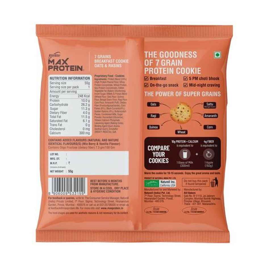 Ritebite Max Protein Cookie Oats & Raisins, No Maida Multigrain Premium Biscuit Cookies