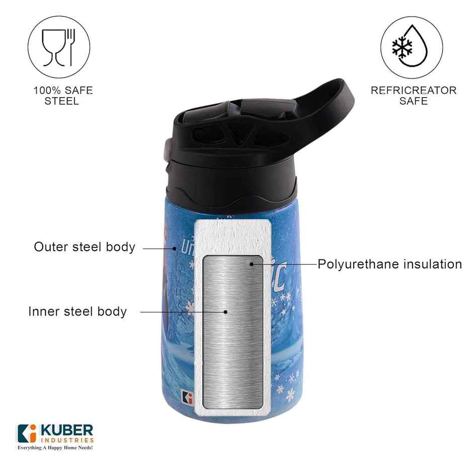 Kuber Industries 350 ml Insulated Water Bottle | Disney Frozen | Stainless Steel | Blue