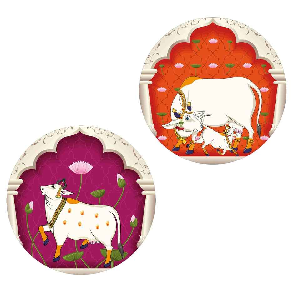 Indianara Set of 2 Beautiful Pichwai Round Shape Wall Painting