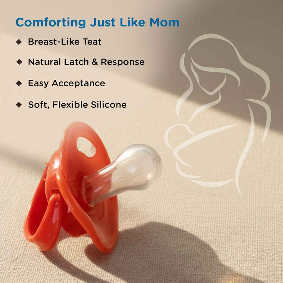 Mee Mee Baby Pacifier Ultra Light Soft Silicone Nipple | BPA Free | Red/Blue