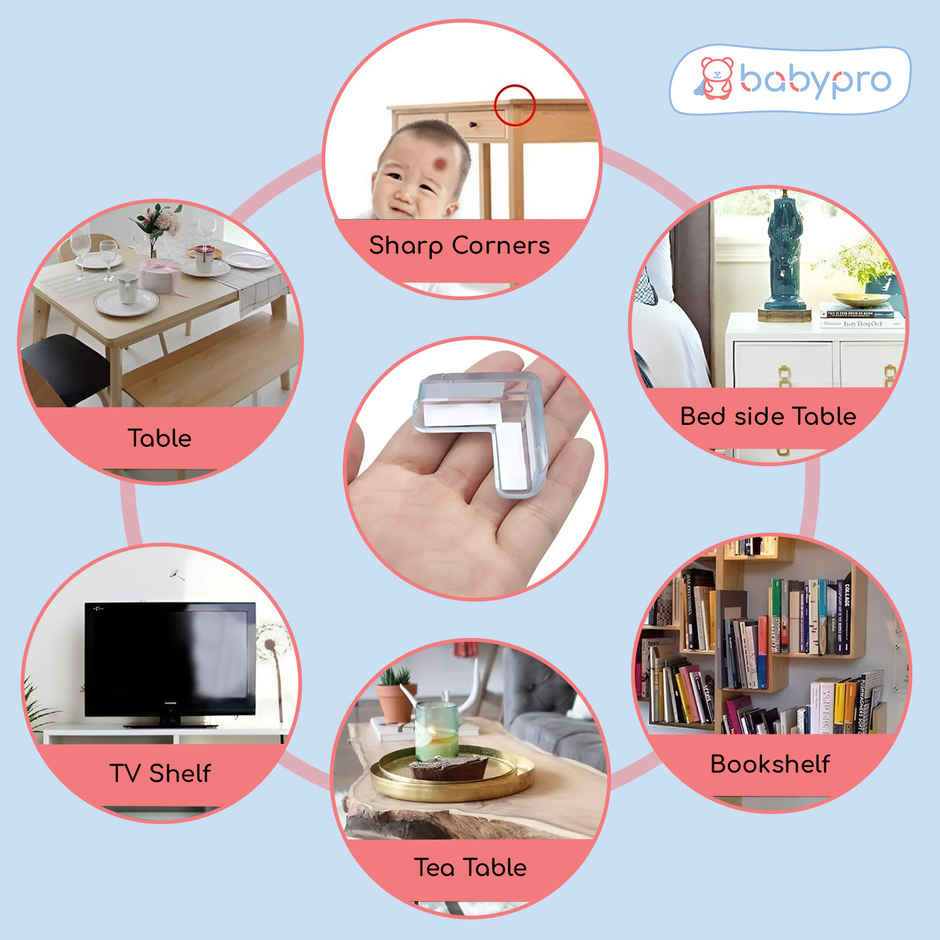 BabyPro Silicone Corner Guards for Sharp Furniture Corners | Transparent