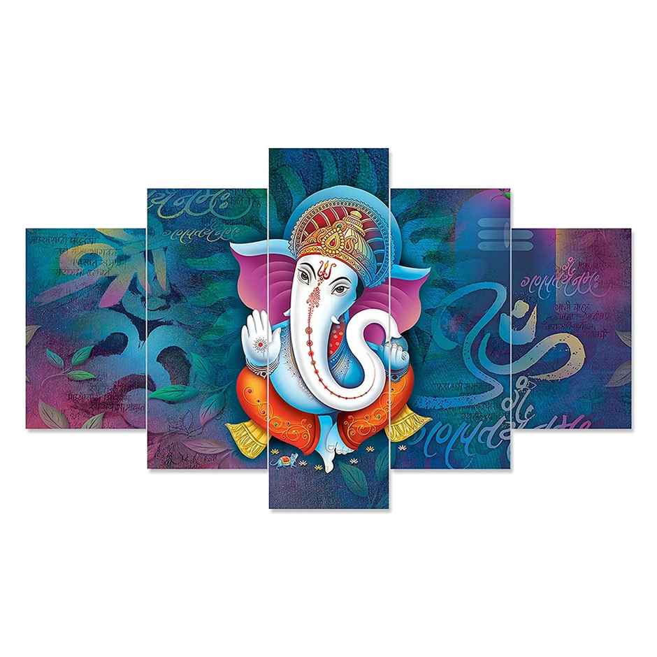 Perpetual Ganesha Paintings for Wall Decoration - Set of 5 - 3D - 75 x 43 cm