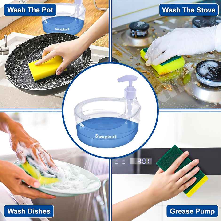 Perpetual Dish Soap Dispenser with Sponge Holder, 2 in 1 for Kitchen & Restaurant (Pack of 1)