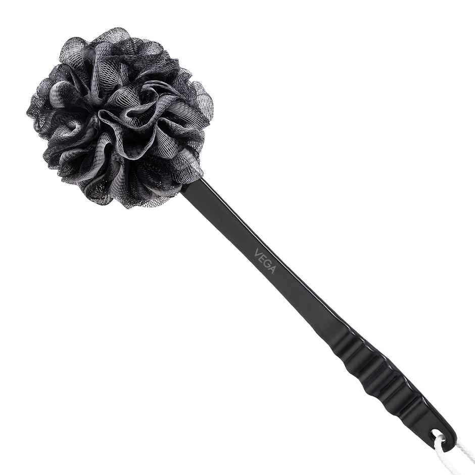 Vega BCA Luxury Black Bath Brush with Long Handle Exfoliating Back Bath | BA-1/8