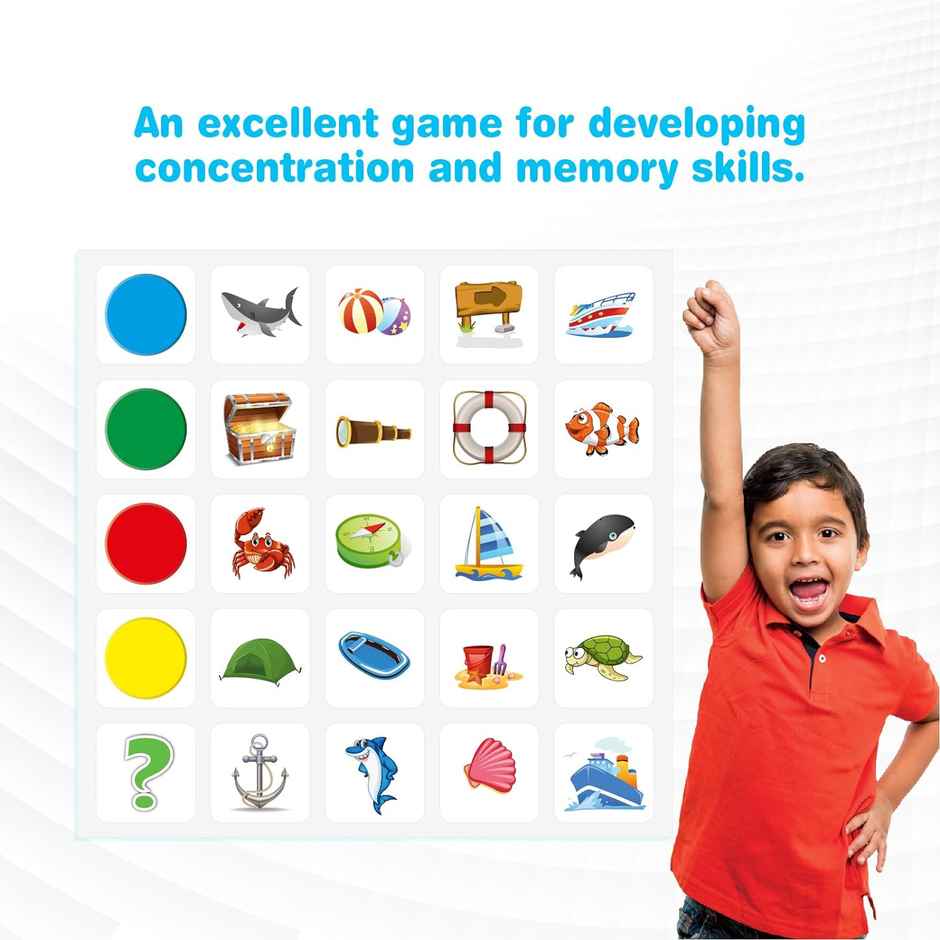 Funskool Games Memory Match & Move | Game Board, Wild Card, Playing Piece, 24 Picture Card | 5+ year
