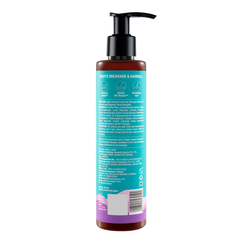 Pilgrim Rosemary & Biotin Anti Hairfall Shampoo for Reducing Hair Loss & Breakage