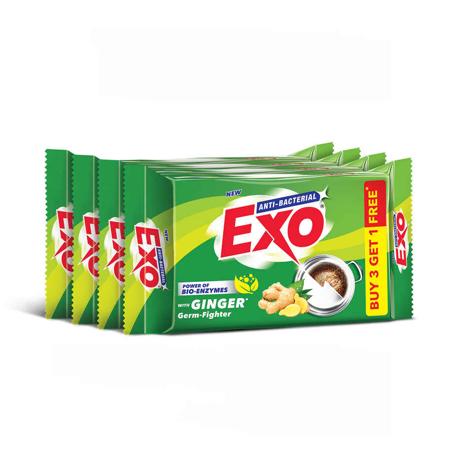 Exo Anti-Bacterial Round Dishwash Bar, Ginger With Power of Bio-Enzymes with free scrubber