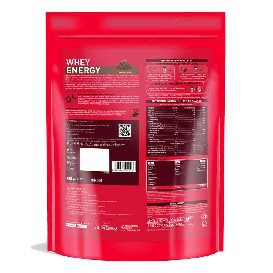 MuscleBlaze Whey Energy Powder - Chocolate