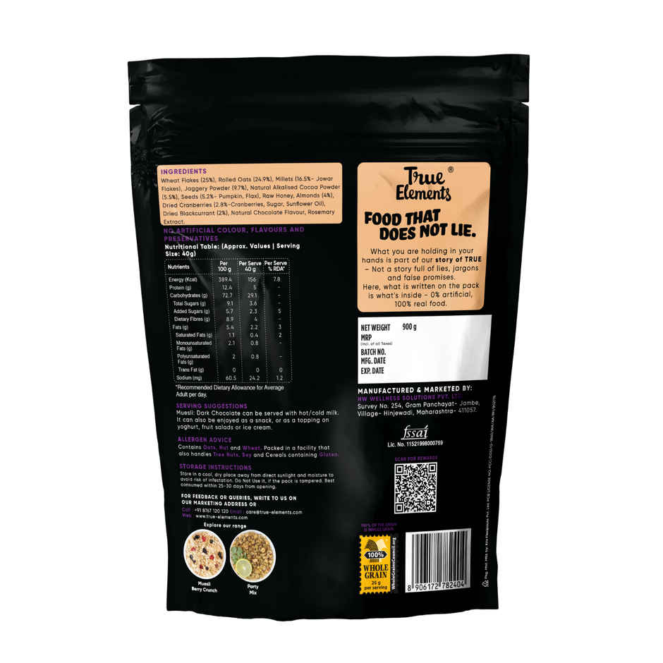 Rs By True Elements Muesli Dark Chocolate, Fibre Rich
