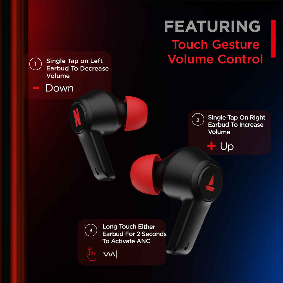 boAt Airdopes 411 ANC TWS Earbuds W - Active Noise Cancellation Upto 17.5 Hours Playback Black