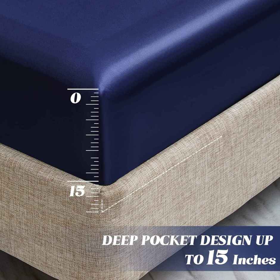 BAY6 Blue Terry Cotton 220 GSM Waterproof Mattress Protector For Single Size Bed