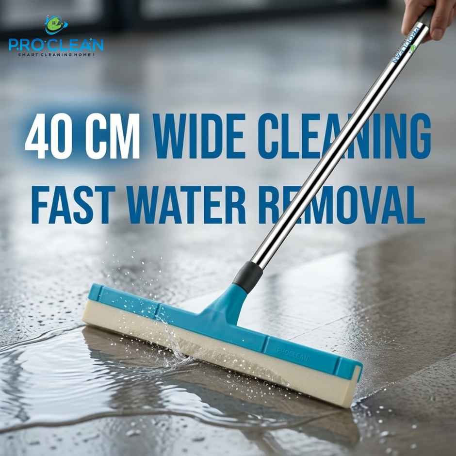 Proclean Floor Eva Wiper | 16 Inch | With SS Handle - 41 Inch | Green