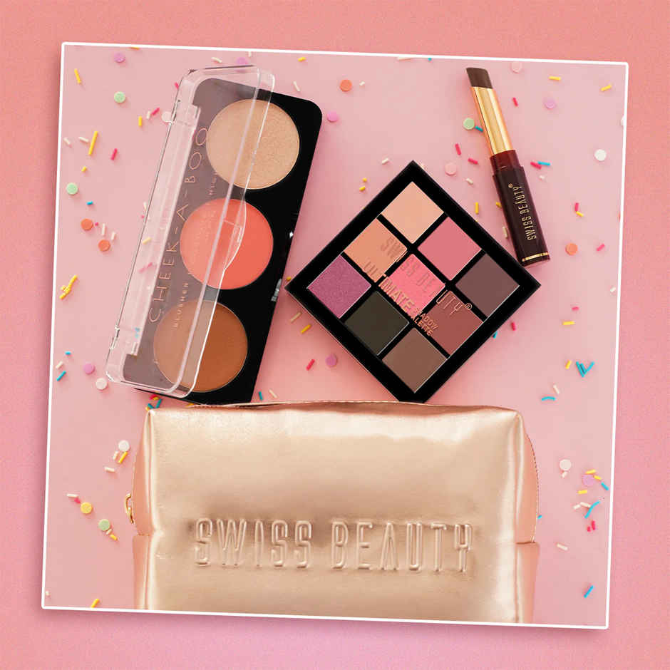 Swiss Beauty Everyday Ultimate Makeup Kit| Eyeshadow | Lipstick| Highlighter & Blusher & Pouch