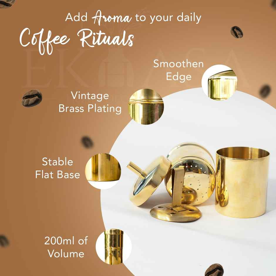Ekhasa Pure Brass Filter Coffee Maker For Home & Office | South Indian Filter Coffee Maker