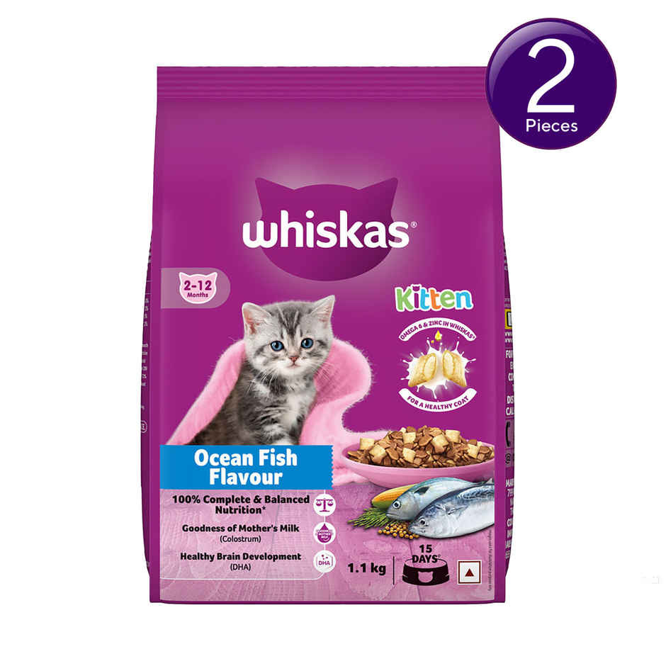 Whiskas Kitten Ocean Fish Flavour Dry Cat Food Combo