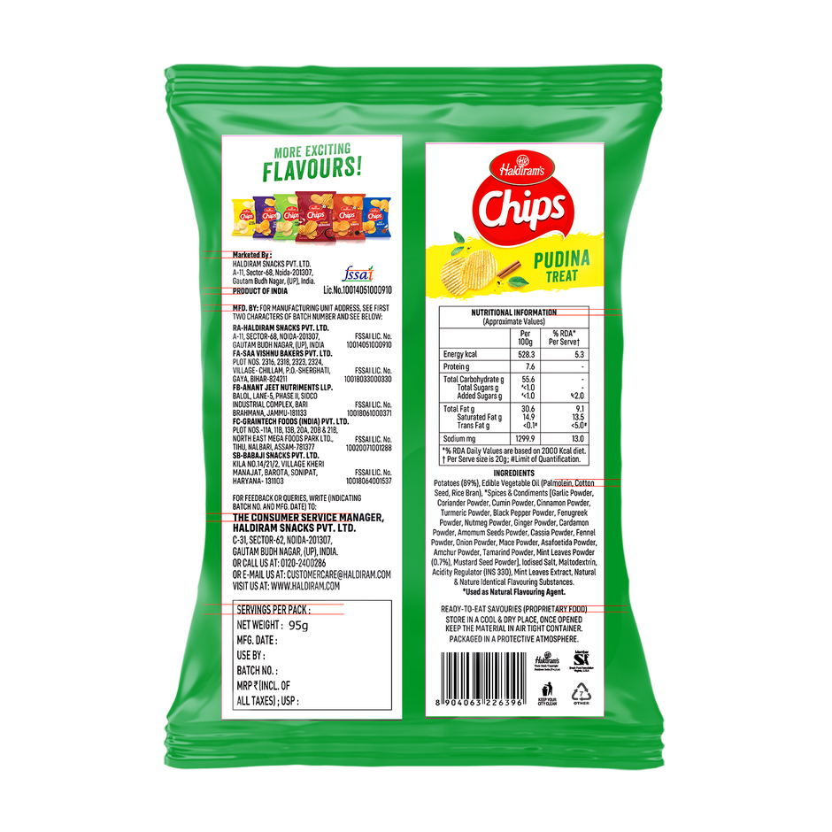 Haldiram's Chips | Pudina Treat | Tangy Mint Flavour