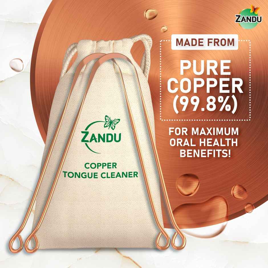 Zandu Copper Tongue Cleaner, An Anti-Microbial Tongue Cleaner For Managing Oral Health