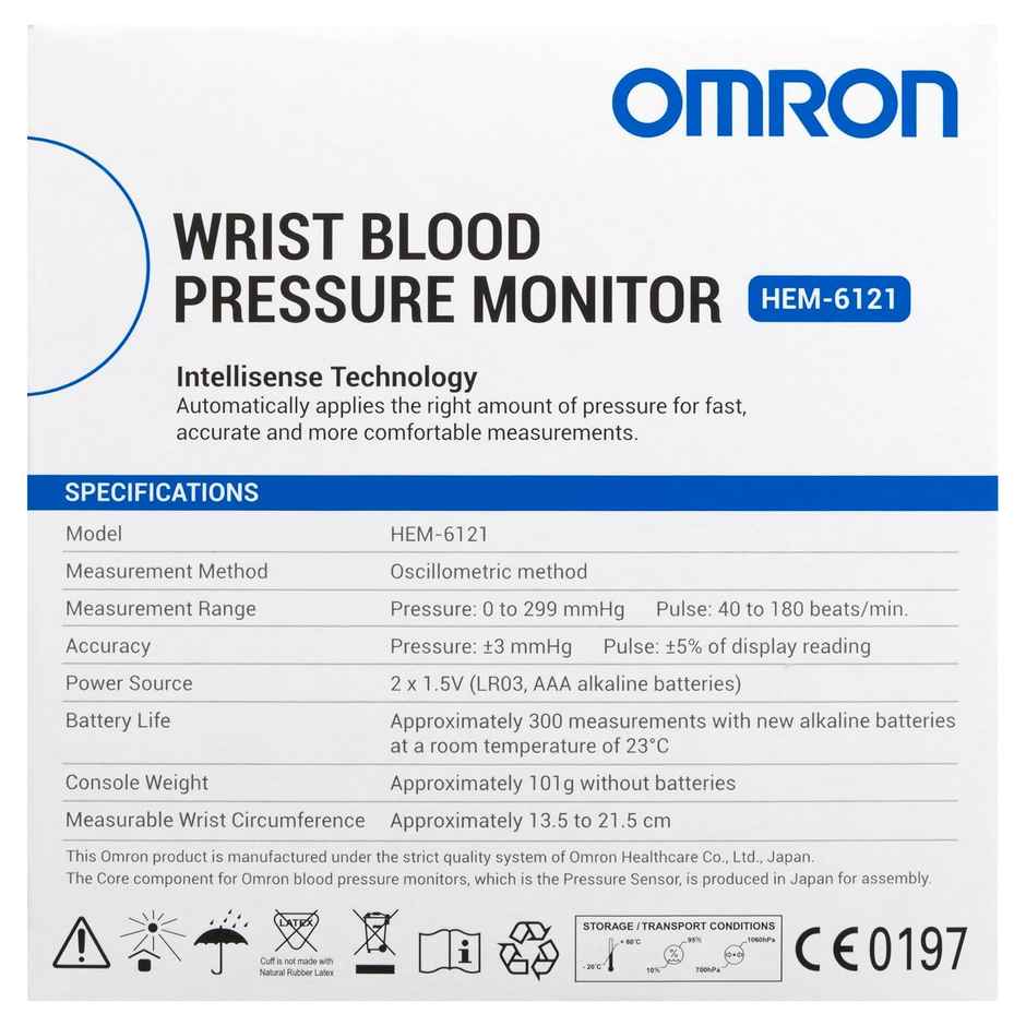 Omron HEM-6161 Wrist BP Monitor White