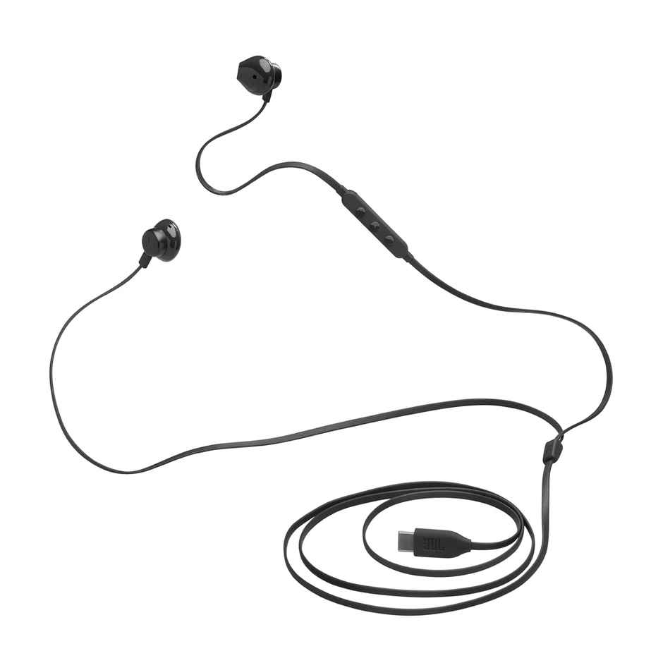 JBL Tune 305 Wired In-Ear Type C Headphones, Hi-Res Audio With Digital-To-Analog Converter (Black)