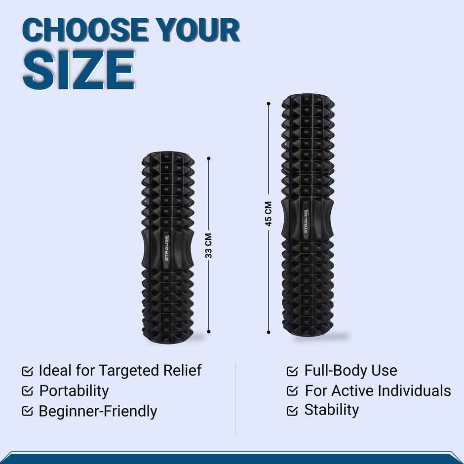 Strauss Grid Foam Roller | 33 Cm | Black