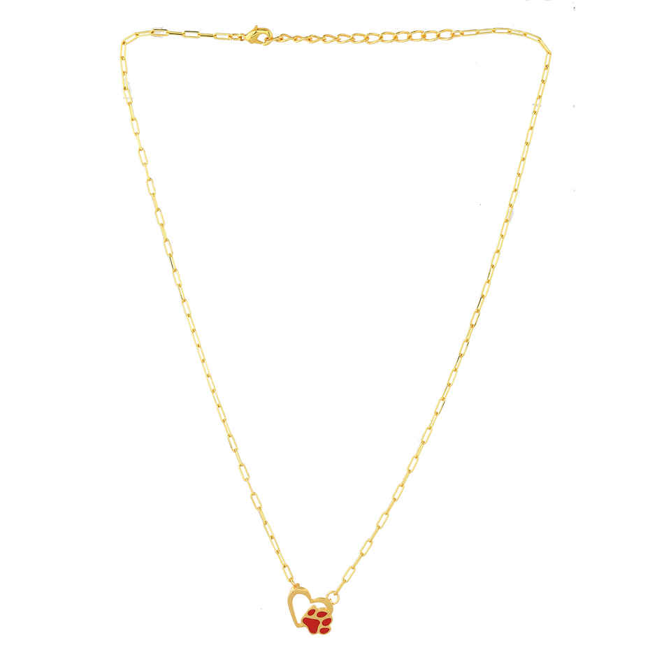 Voylla Valentine's Day Pawprints On My Heart Pendant Necklace