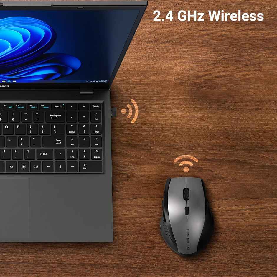 Zebronics Speedy Black Plus Grey SPEEDY, 2.4GHz, WIRELESS MOUSE