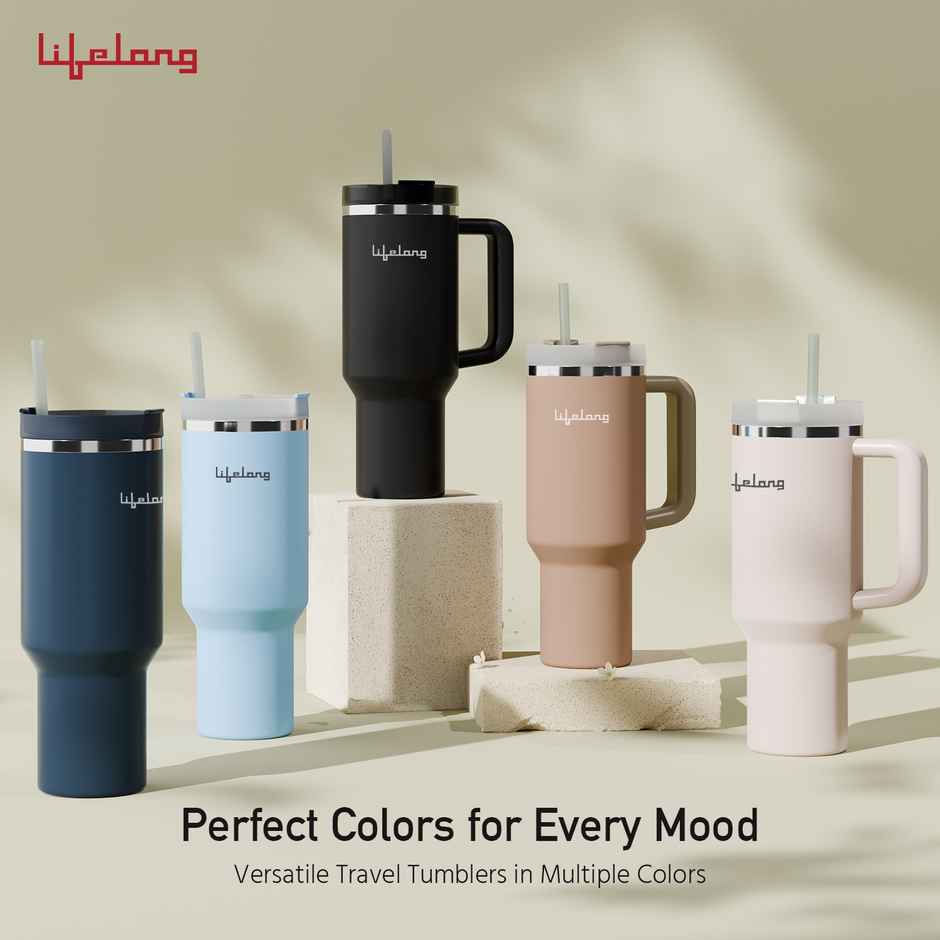 Lifelong Double Walled Vacuum Insulated Tumbler with Handle 1200 ml-Rose Quartz