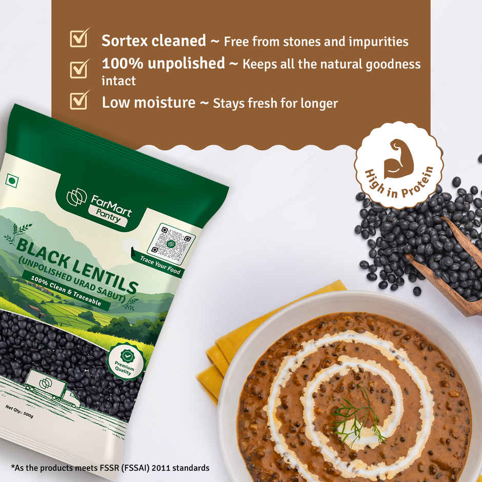 Farmart Pantry Black Lentils - Urad Sabut - Whole Urad