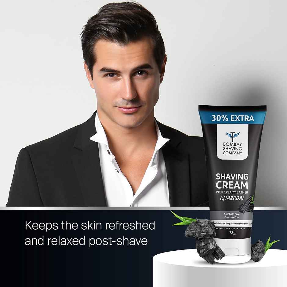 Bombay Shaving Company Charcoal Shaving Cream - 78 Grams, Rich Lather For A Perfect Shave