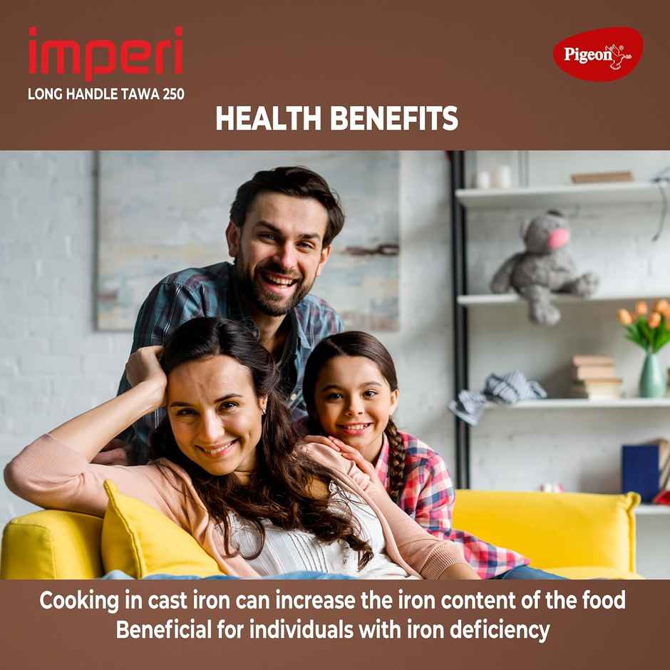 Pigeon Imperi Cast Iron Long Handle Tawa 250