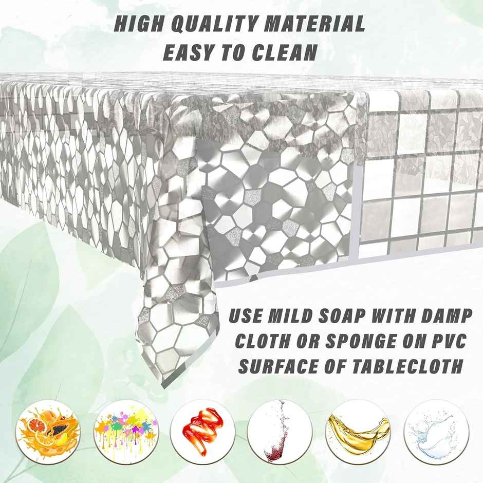 Kuber Industries PVC Dining Table Cover 6 Seater | Waterproof & Heat Resistant | Transparent