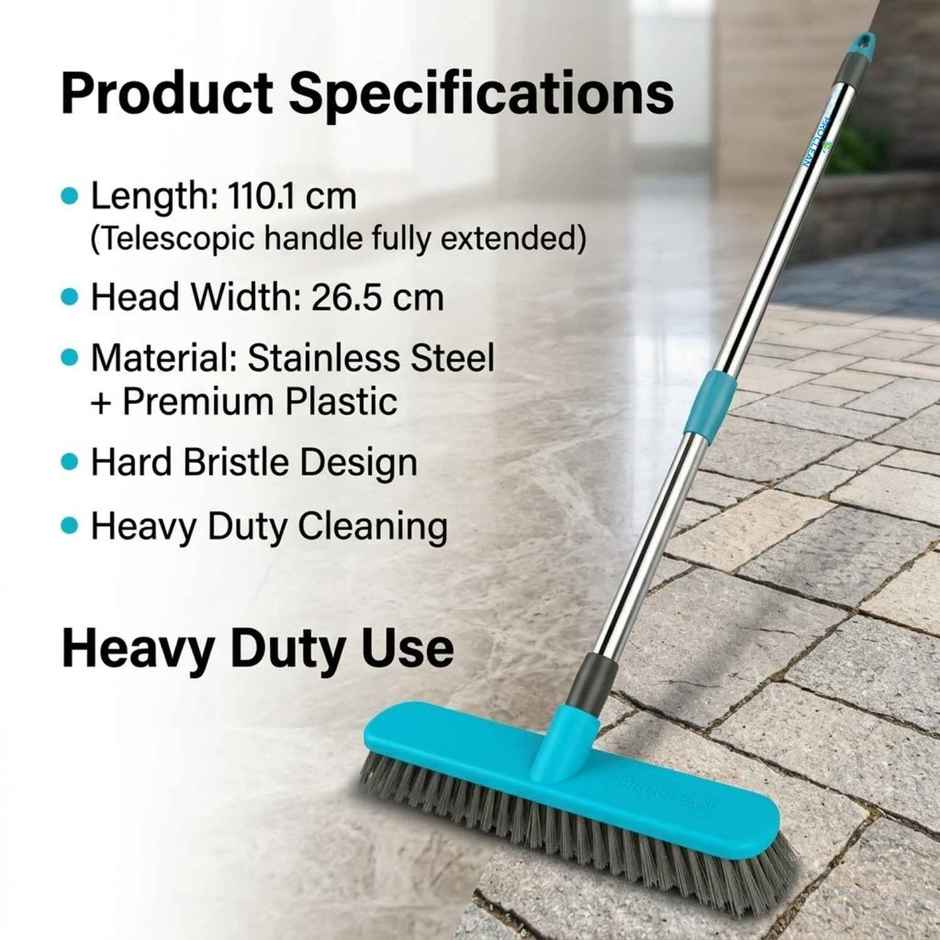 Proclean Hardy Brush - Small | 9 Inch | With SS Handle | Bathroom Brush | 41 Inch