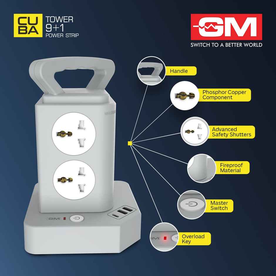 Gm 9+1 G-Hoop Tower Spike Guard With A & C Type Usb-Master Switch,Indicator, Safety Shutter
