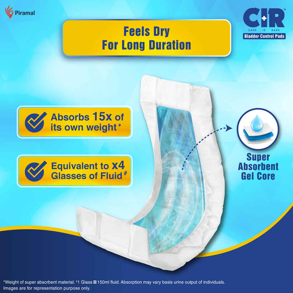 CIR Bladder Control Pads for Moderate Incontinence | Absorbs 15X of its Own Weight