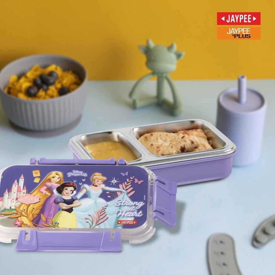 Jaypee Toonbox 2 Compartment Stainless Steel Insulated Lunch Box for Kids, Violet, 545ml