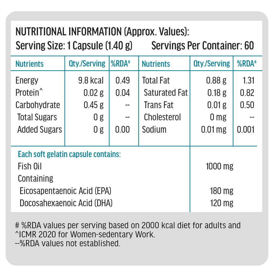 hk vitals Fish Oil (60 Capsules) For Men And Women