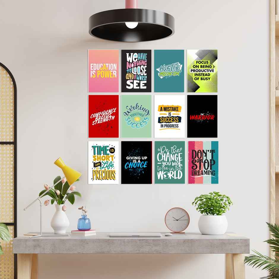 Paper Plane Design Motivational Wall Posters | Set of 12 | (29 cm x 21 cm) D5