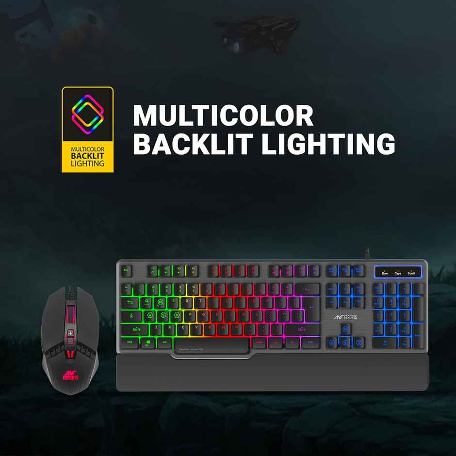 Ant Esports Km500 Pro Backlit Gaming Keyboard,Braided Cable And 3200 Dpi Optical Sensor