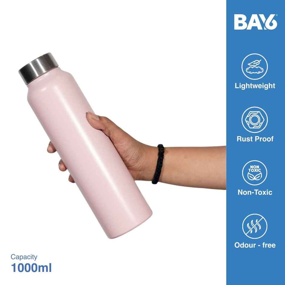 BAY6 Stainless Steel Lean Water Bottle 1000ml | Baby Pink Color