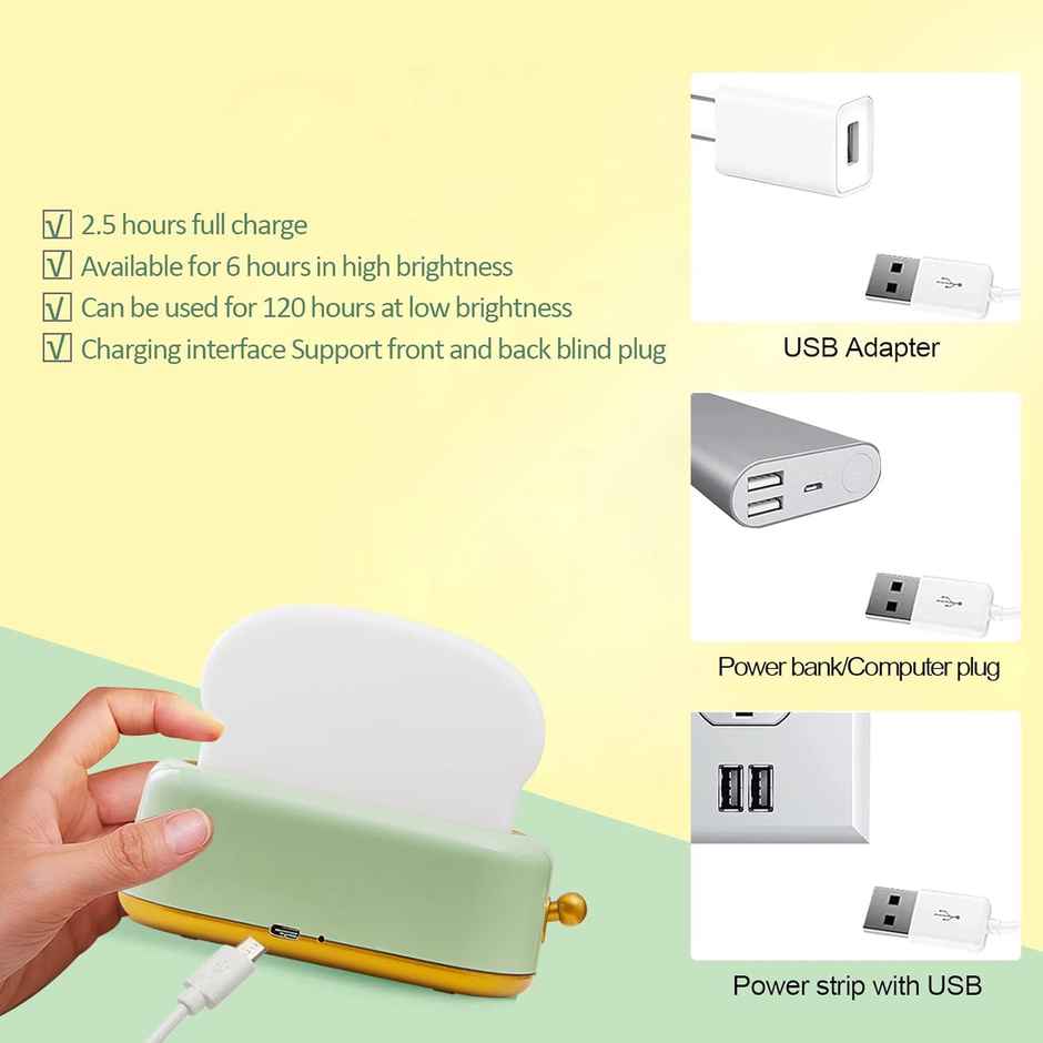 Hashwow Toaster Night Light Lamp Rechargeable |Small Lamps for Kids Bedside Decor