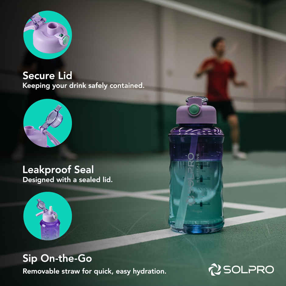 Solpro Voda Prague Sipper Water Bottle | Leakproof BPA Free for School Office Gym Travel | 1 L