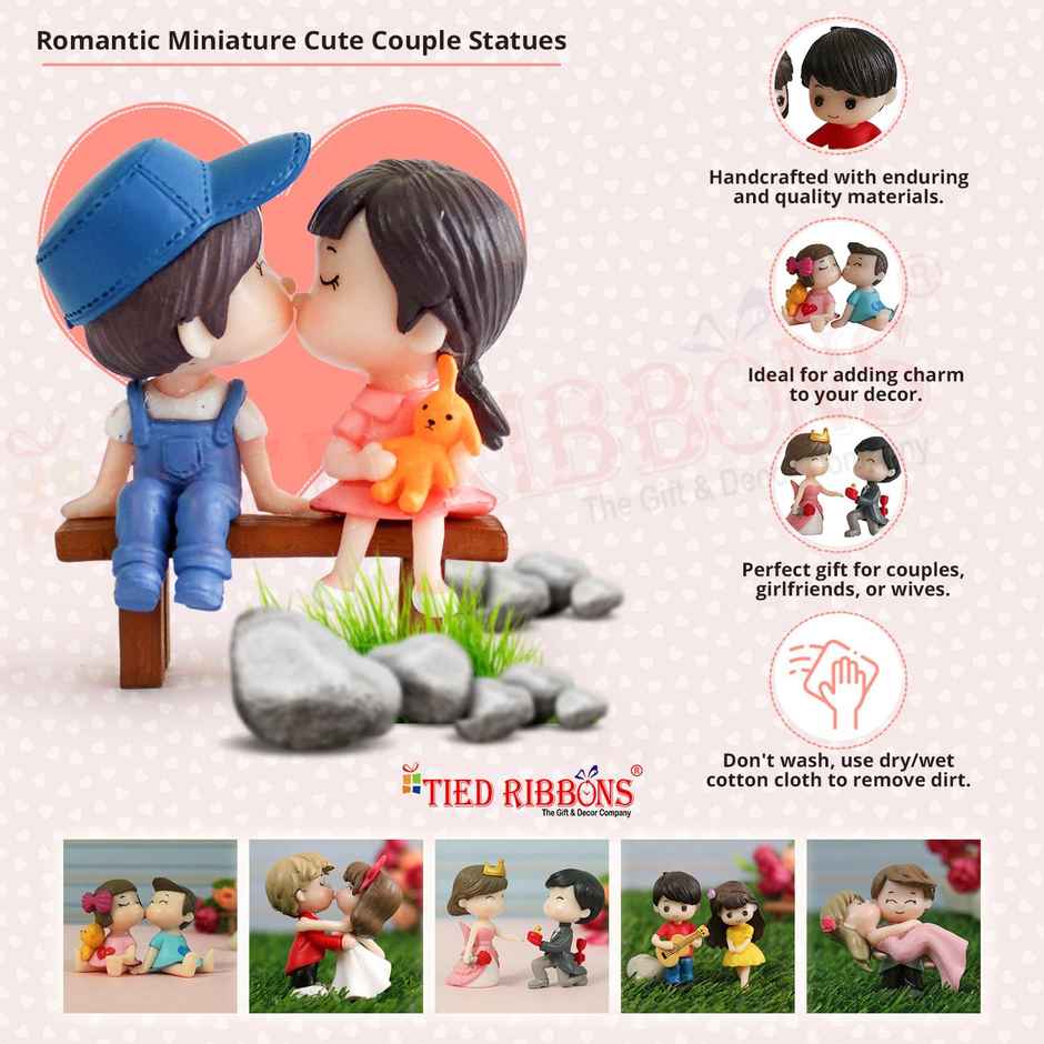 Tied Ribbons Romantic Couple Miniature Showpiece