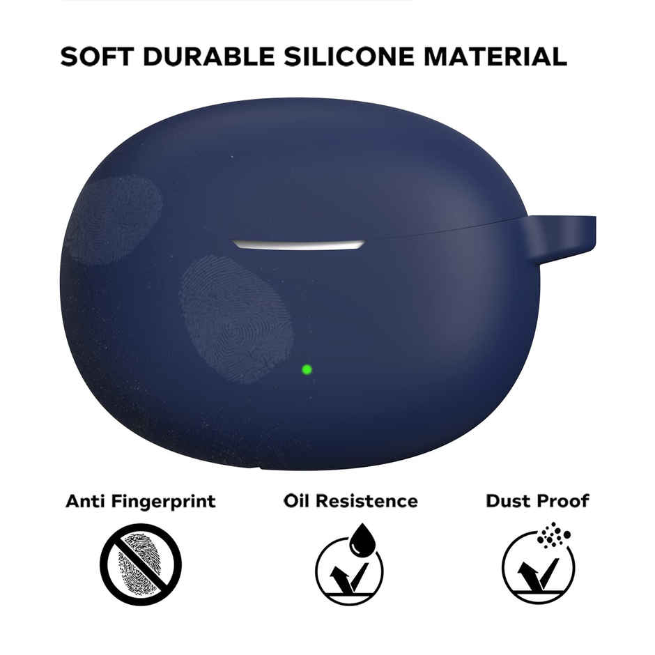 Sounce Portable Silicone Case Cover for Realme Buds Air 3 Neo | Anti-Dust with Keychain | Blue