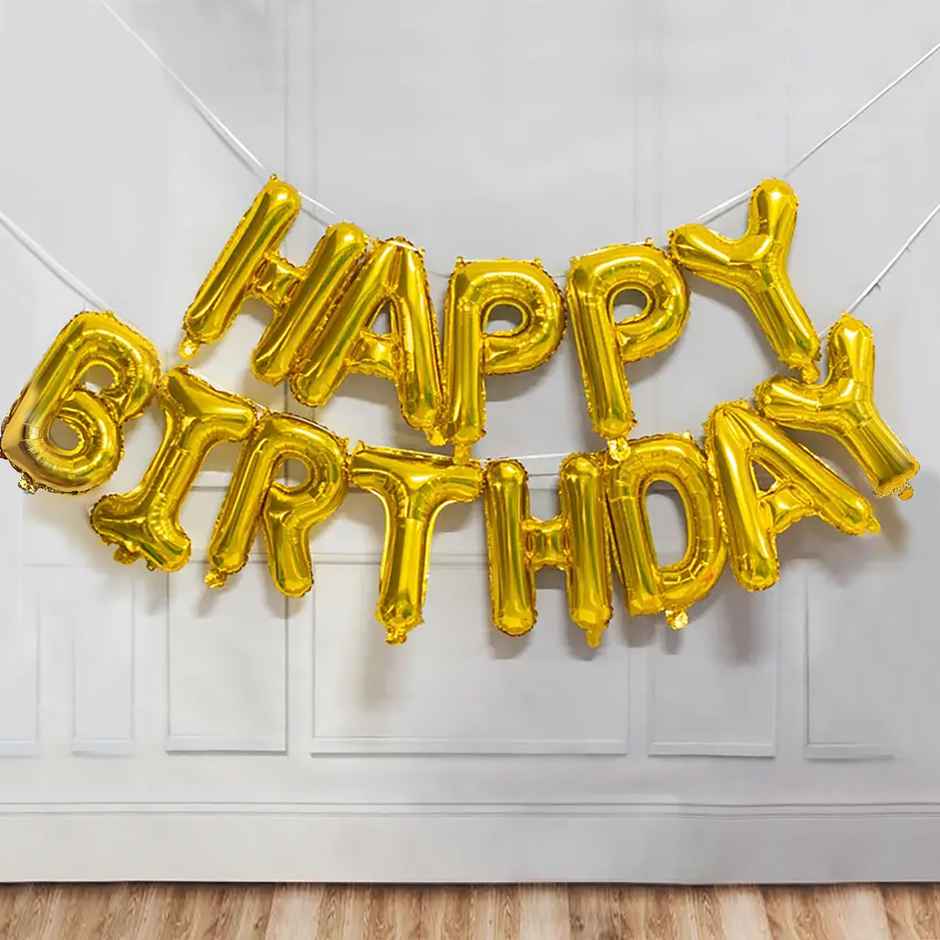 Party Propz Happy Birthday Golden Foil Balloons Set