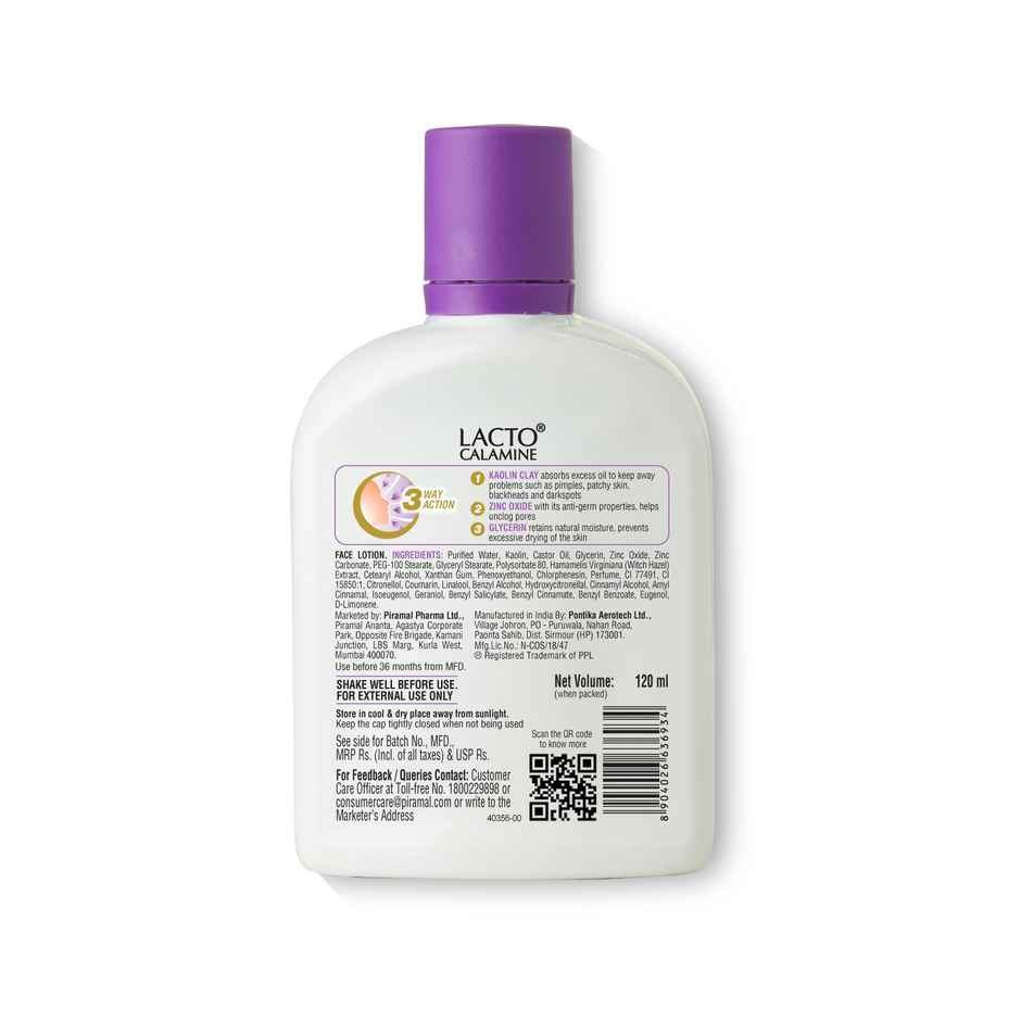 Lacto Calamine Face Lotion For Oil Balance - Oily Skin