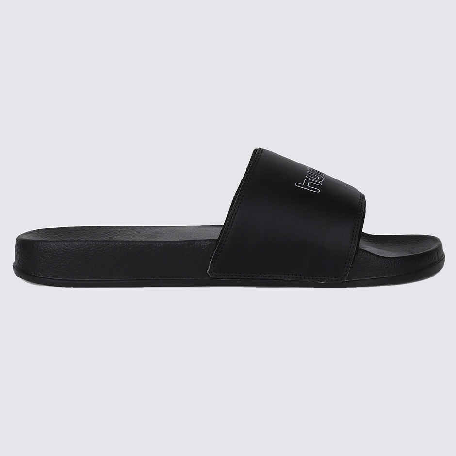 hummel Classic lightweight slides for Men with Cushioned Sole and Arch Support | Black | 7